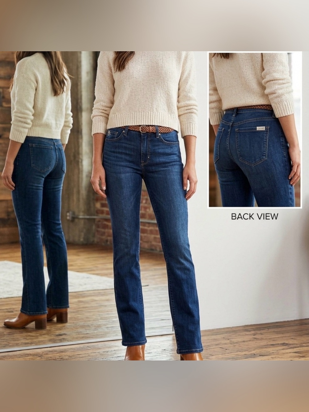 Eddie Bauer Blue Slightly Curvy Bootcut Jeans Size 8